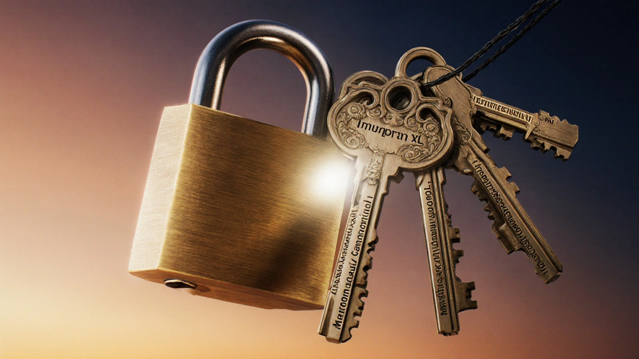 Keys labeled with beta‑blocker names fitting a lock for personalized choice.
