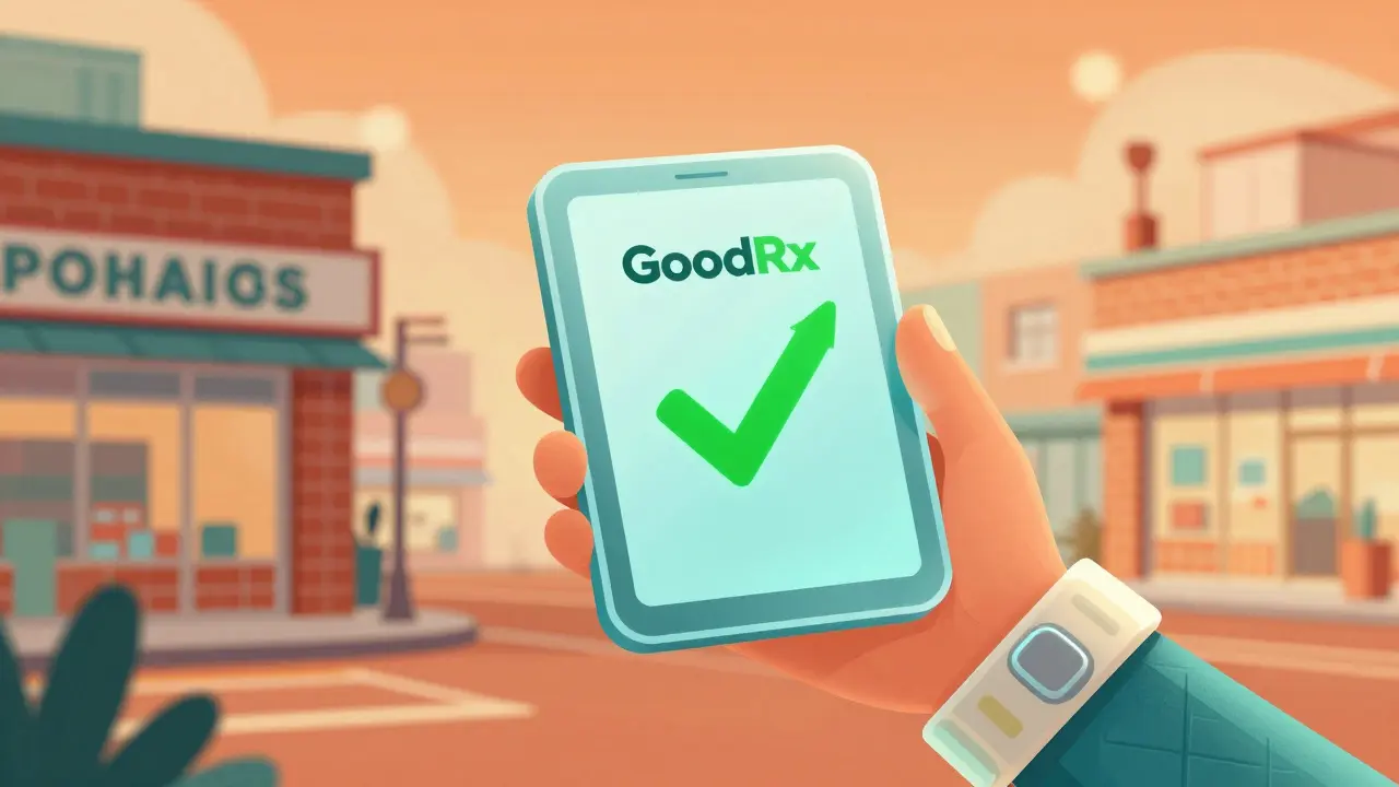 Person using futuristic tablet to find cheap medication discounts