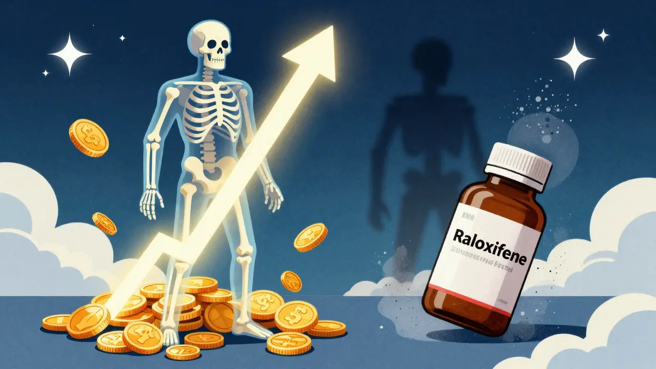 Illustration showing strong bones and money saved with generics