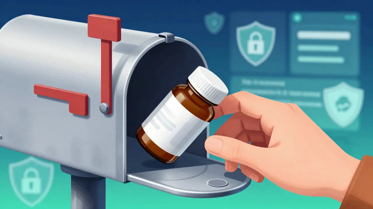 Securely mailing generic medication via a futuristic drop box